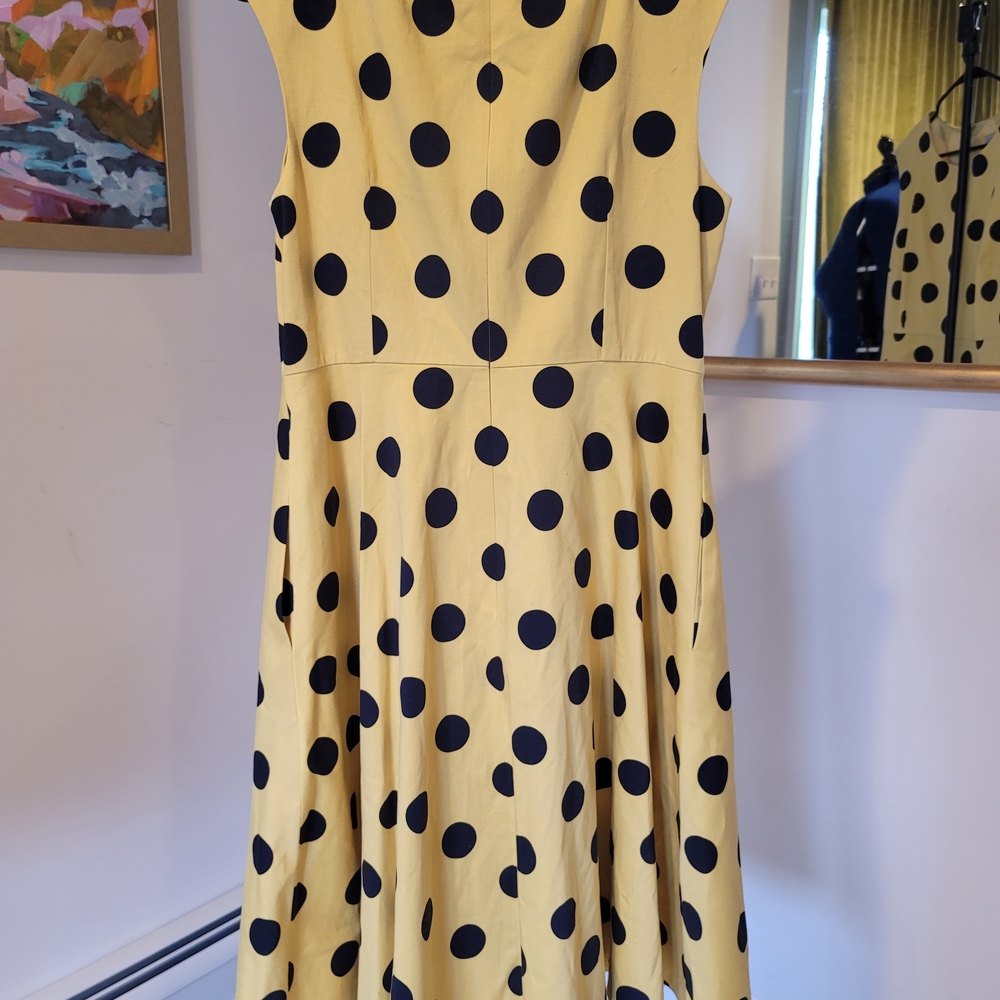 Hobbs London Noa Polka Dot Dress Color Chamoile Size 8 With Pockets - Picture 4 of 8